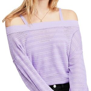 Free People Lavender Off-the-Shoulder Sweater
